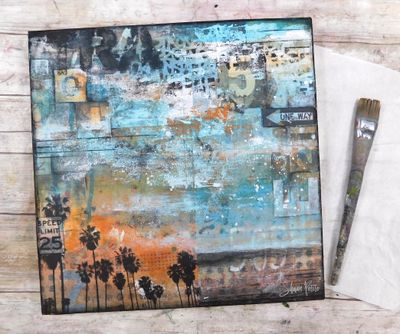 &quot;Life is an Adventure&quot; mixed media 12x12 original