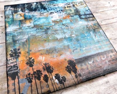 "Life is an Adventure" mixed media 12x12 original