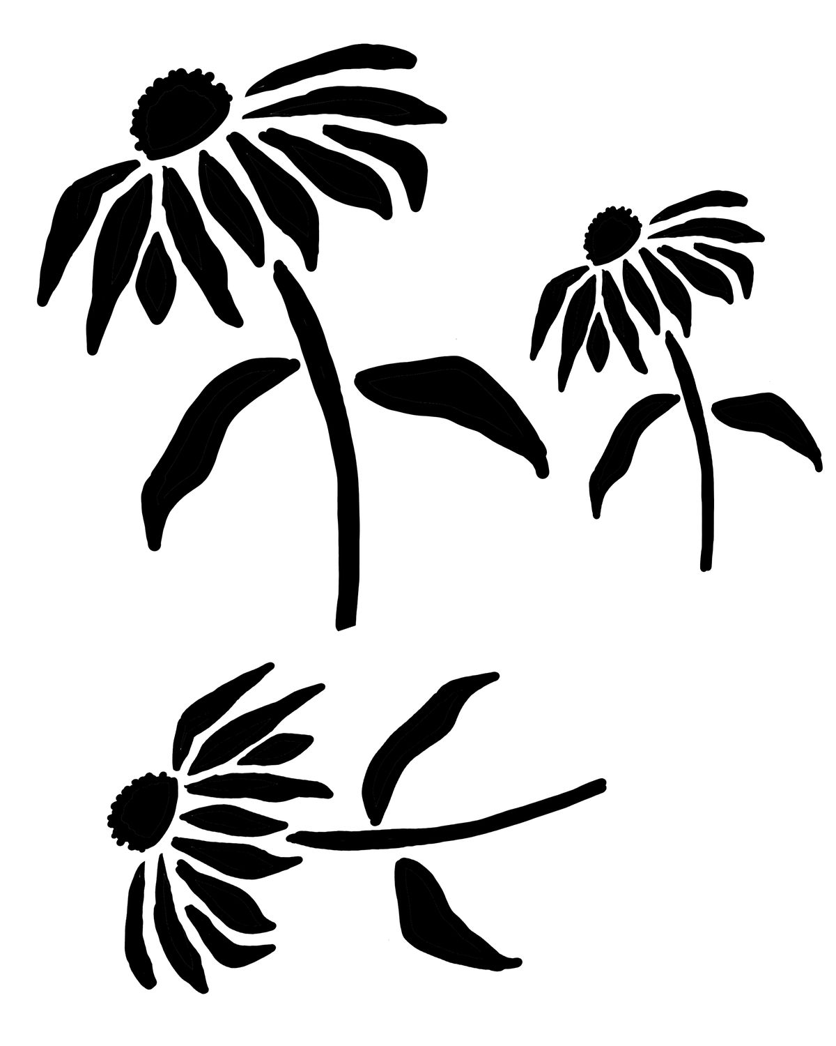 Cone Flowers stencil 9x12