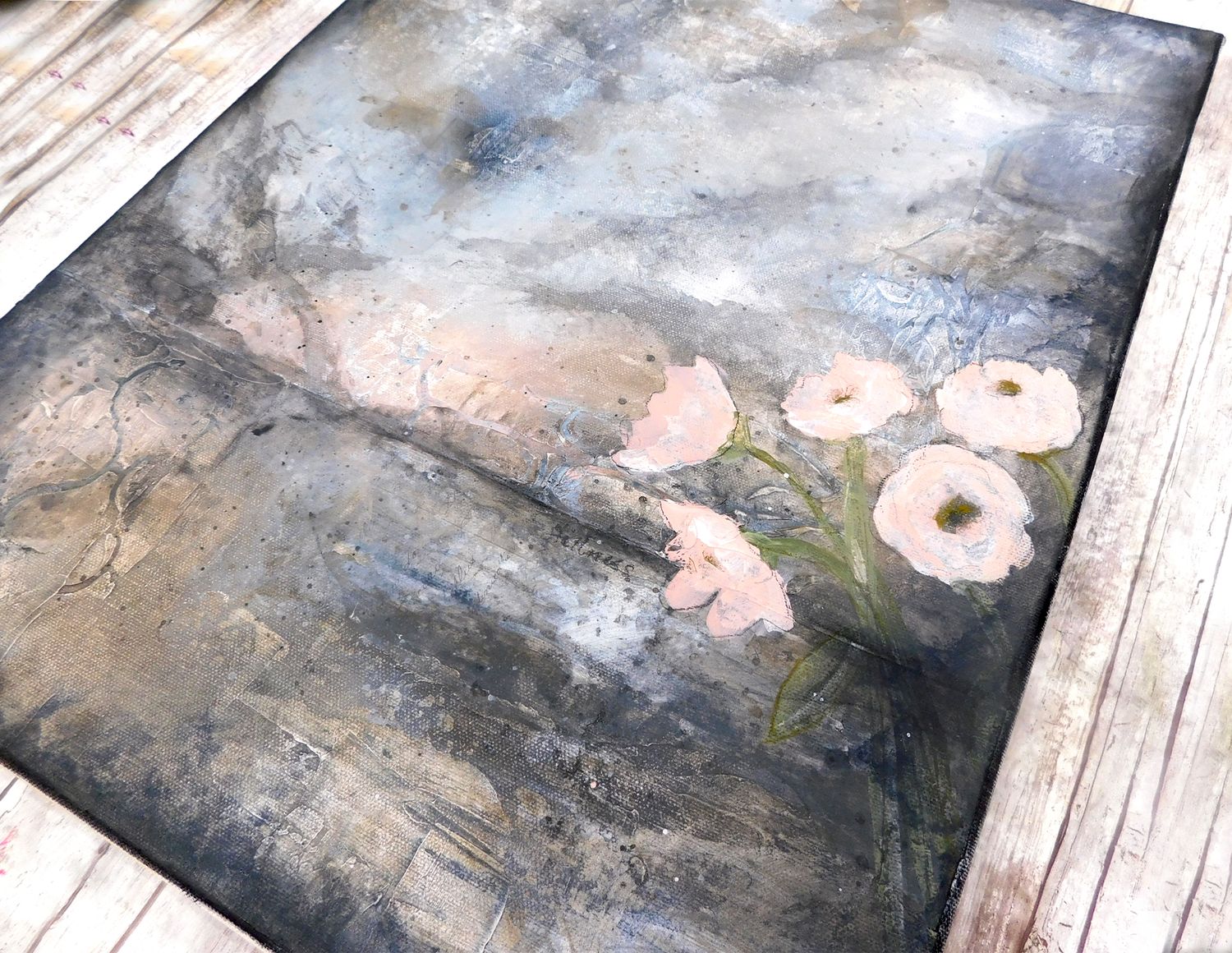 &quot;In the stillness&quot; mixed media abstract 14x14 original canvas