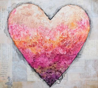 &quot;Objects of my affection&quot; 23.5x23.5 mixed media original on birch wood