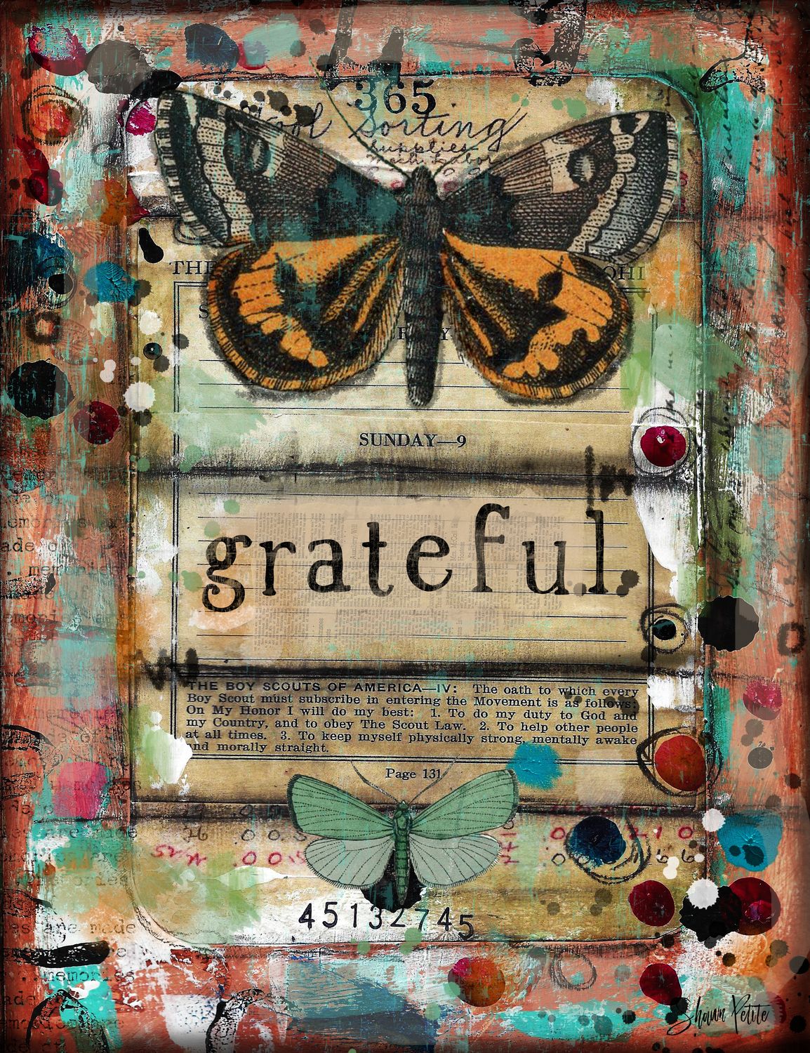 &quot;Grateful&quot;, butterfly Print to be Framed
