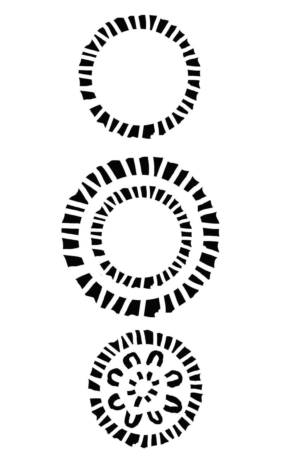 Jagged Carving Circles 2 stencil 5x8