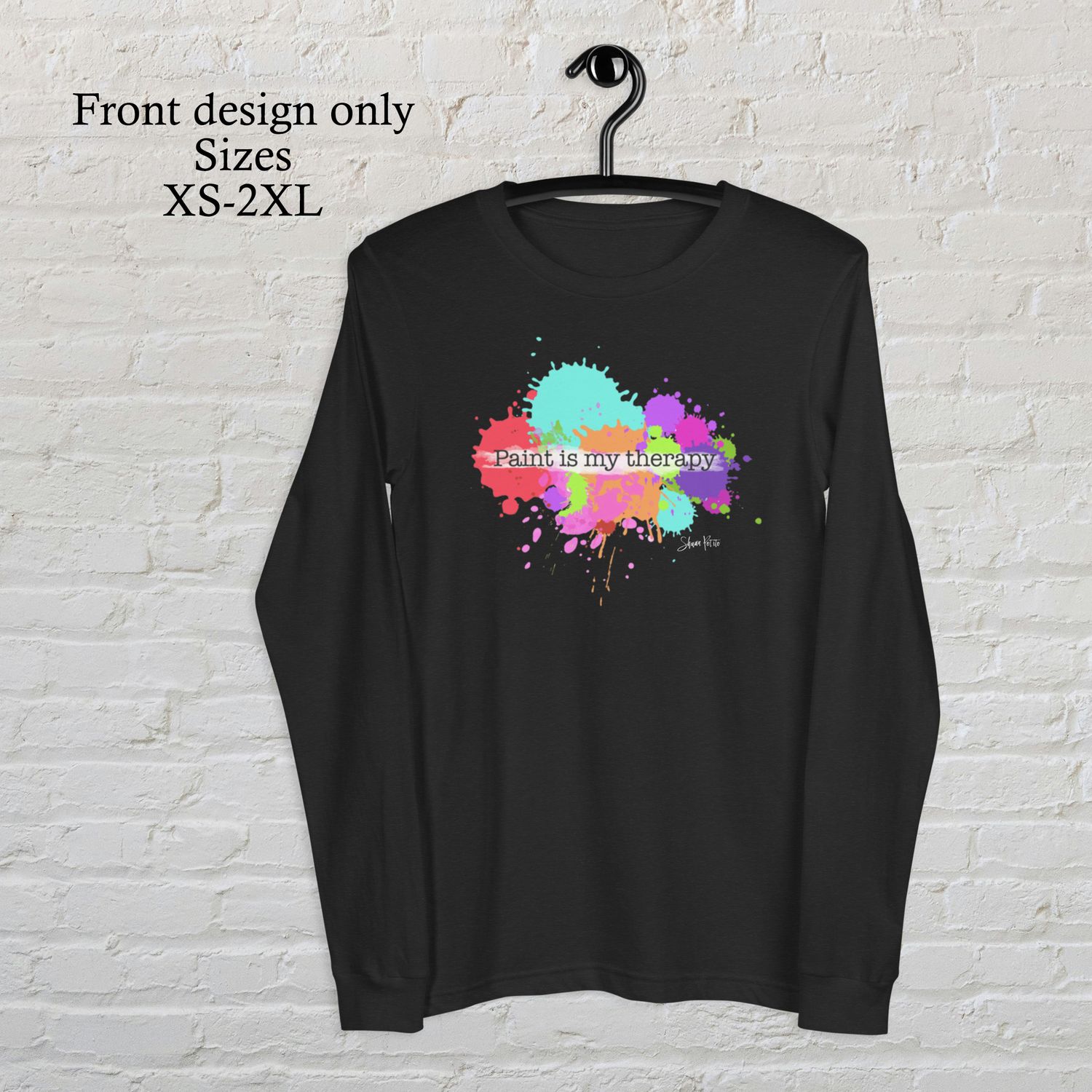 Paint is my therapy Black long sleeve t-shirt