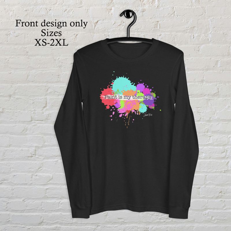 Paint is my therapy Black long sleeve t-shirt