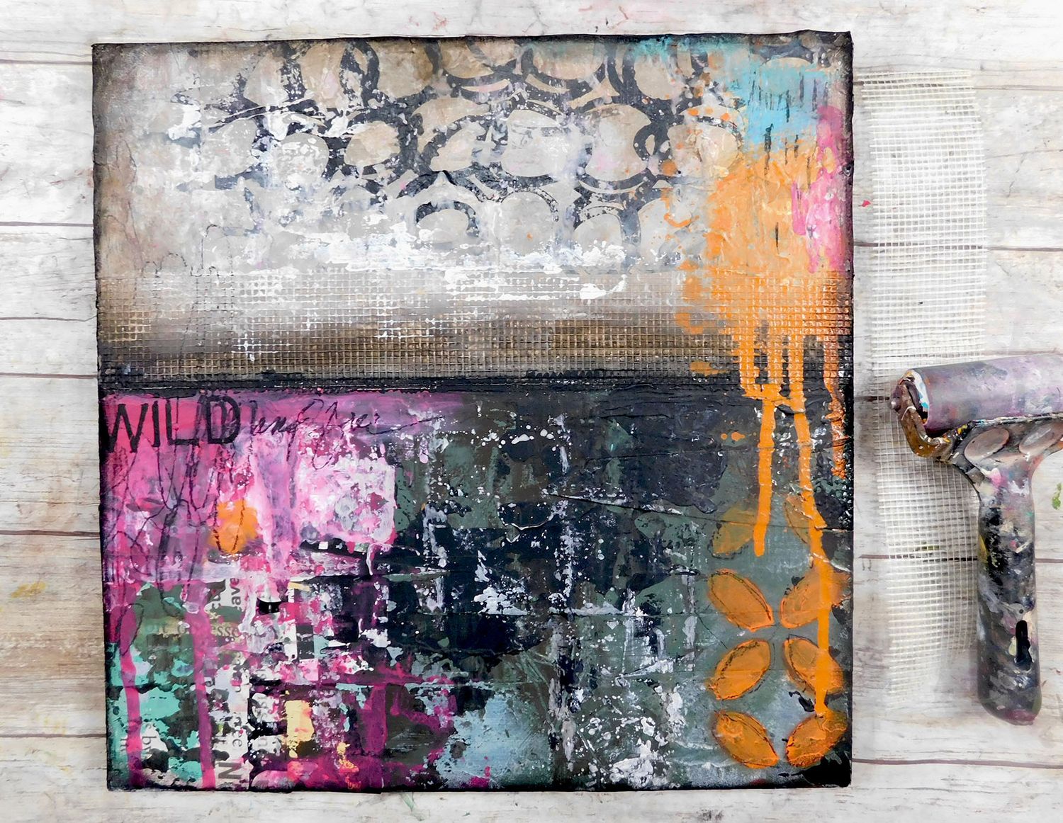 &quot;Wild and Free&quot; abstract mixed media original 12x12