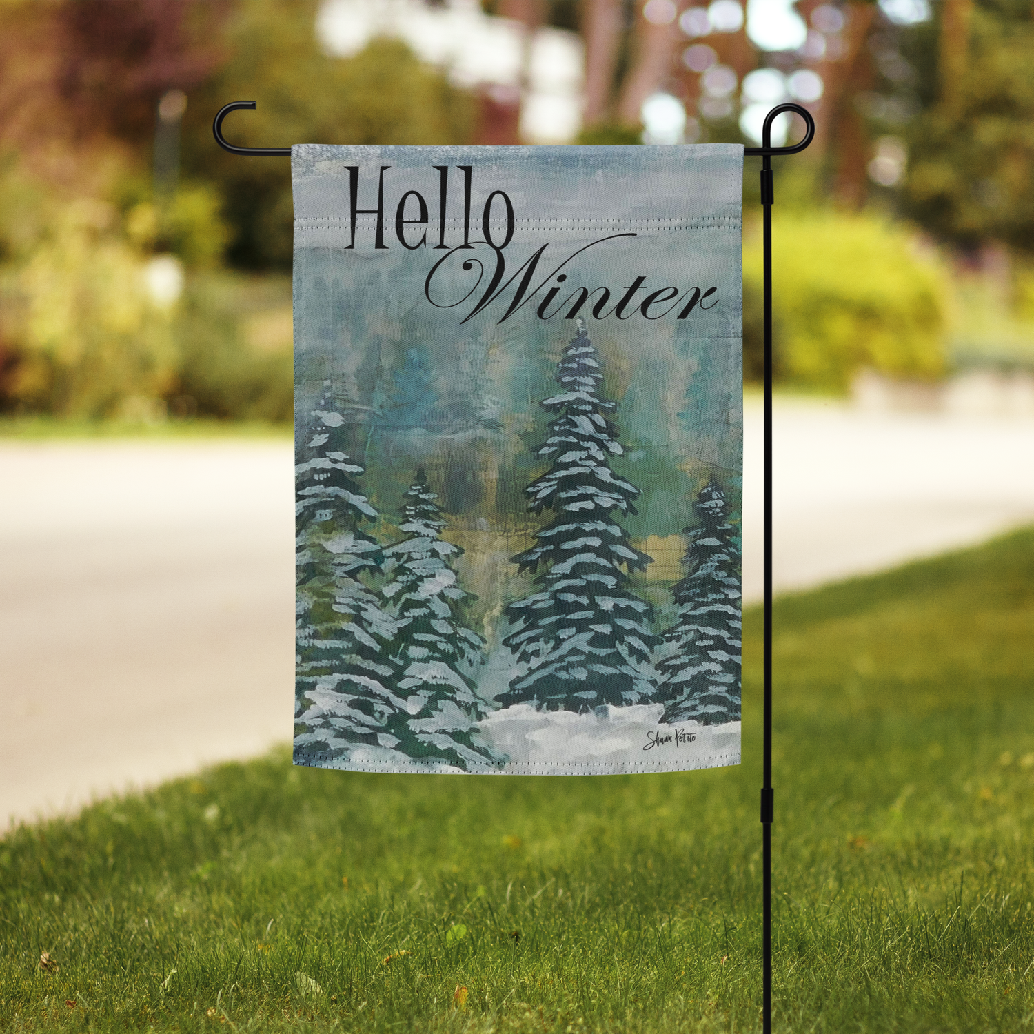 Hello Winter Garden Flag