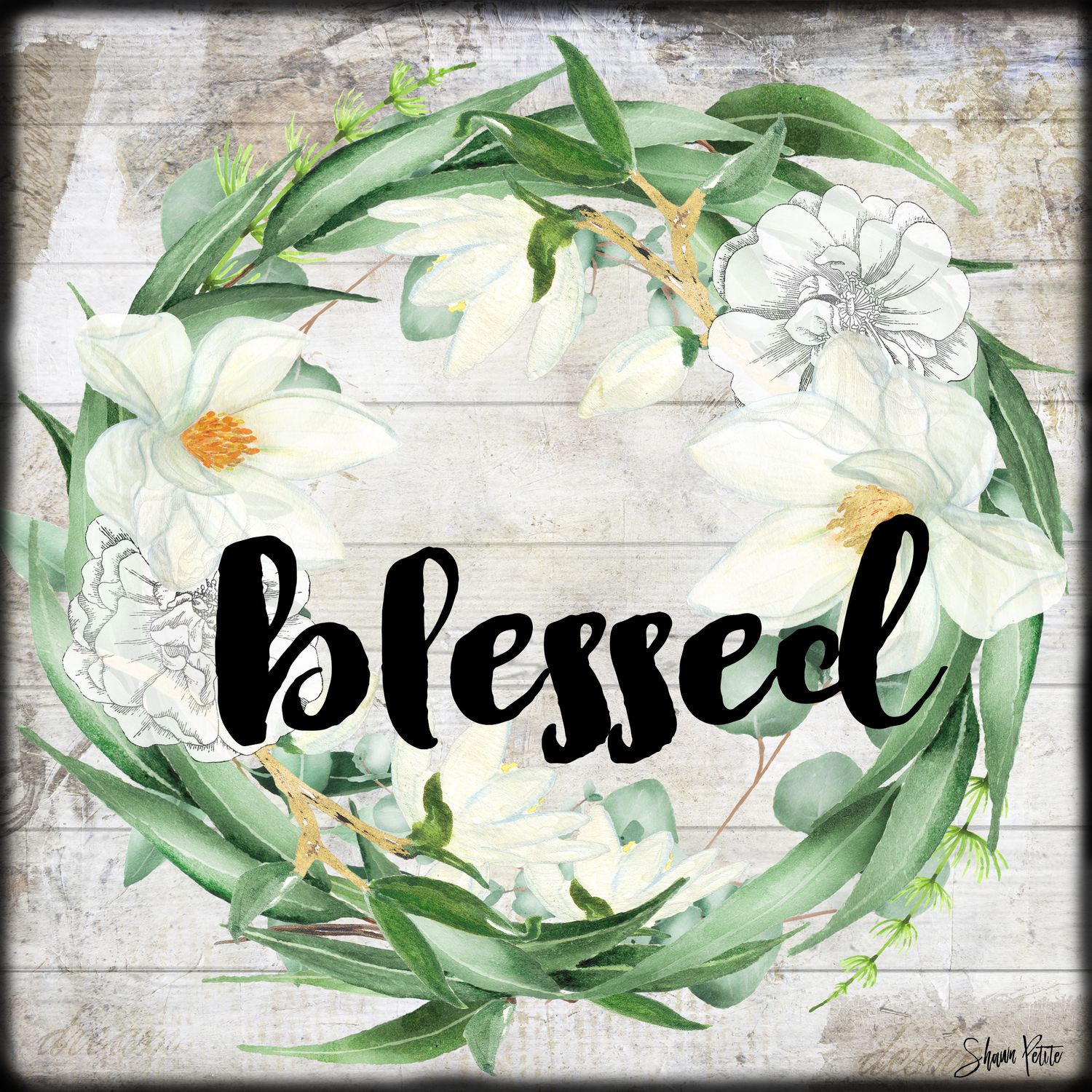Blessed, eucalyptus wreath digital instant download
