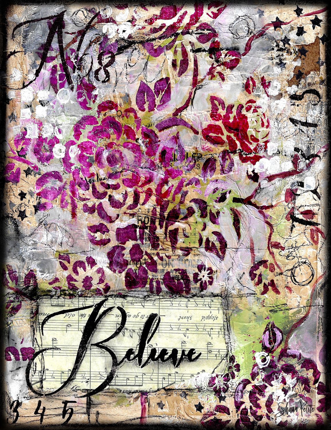 Believe, floral digital instant download