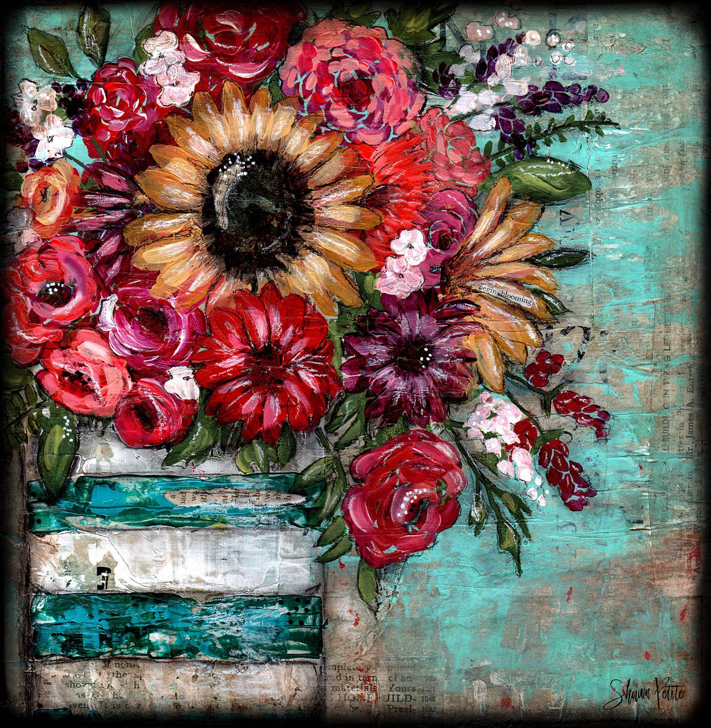 Bright sunflower lovely, digital instant download