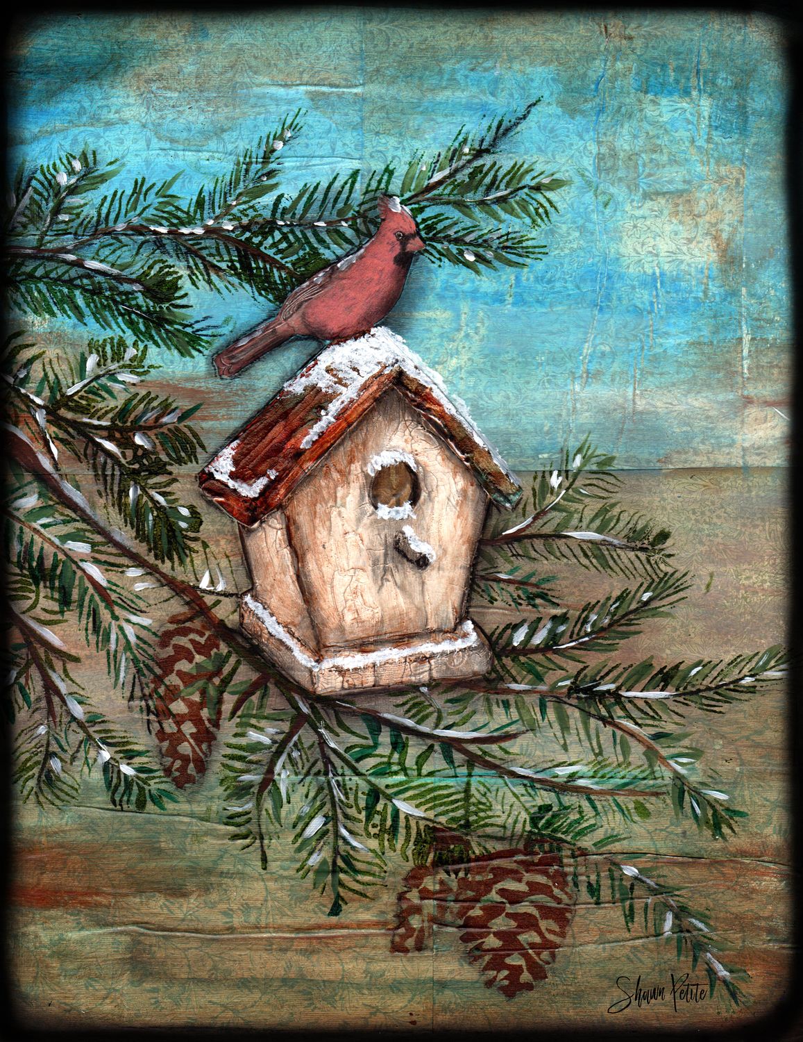 Cardinal bird house, digital instant download