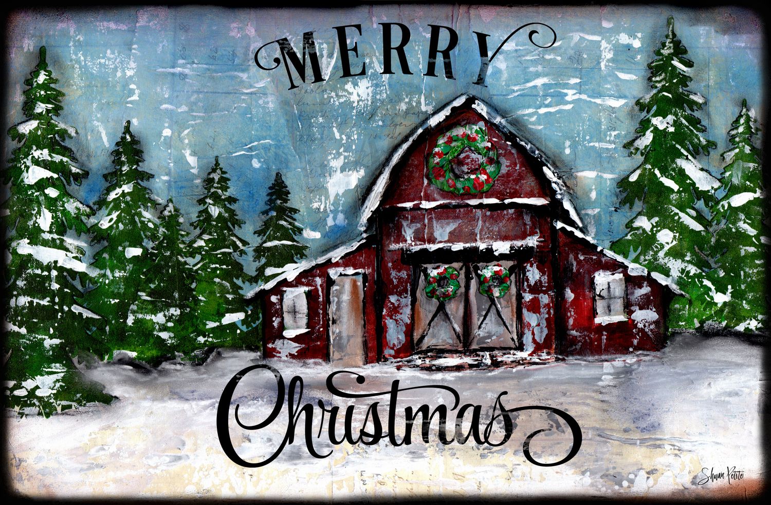 Merry Christmas barn, digital instant download