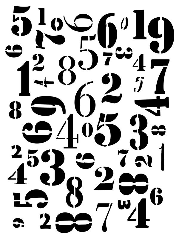 Number Jumbled stencil 9x12