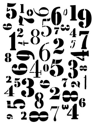 Number Jumbled stencil 9x12