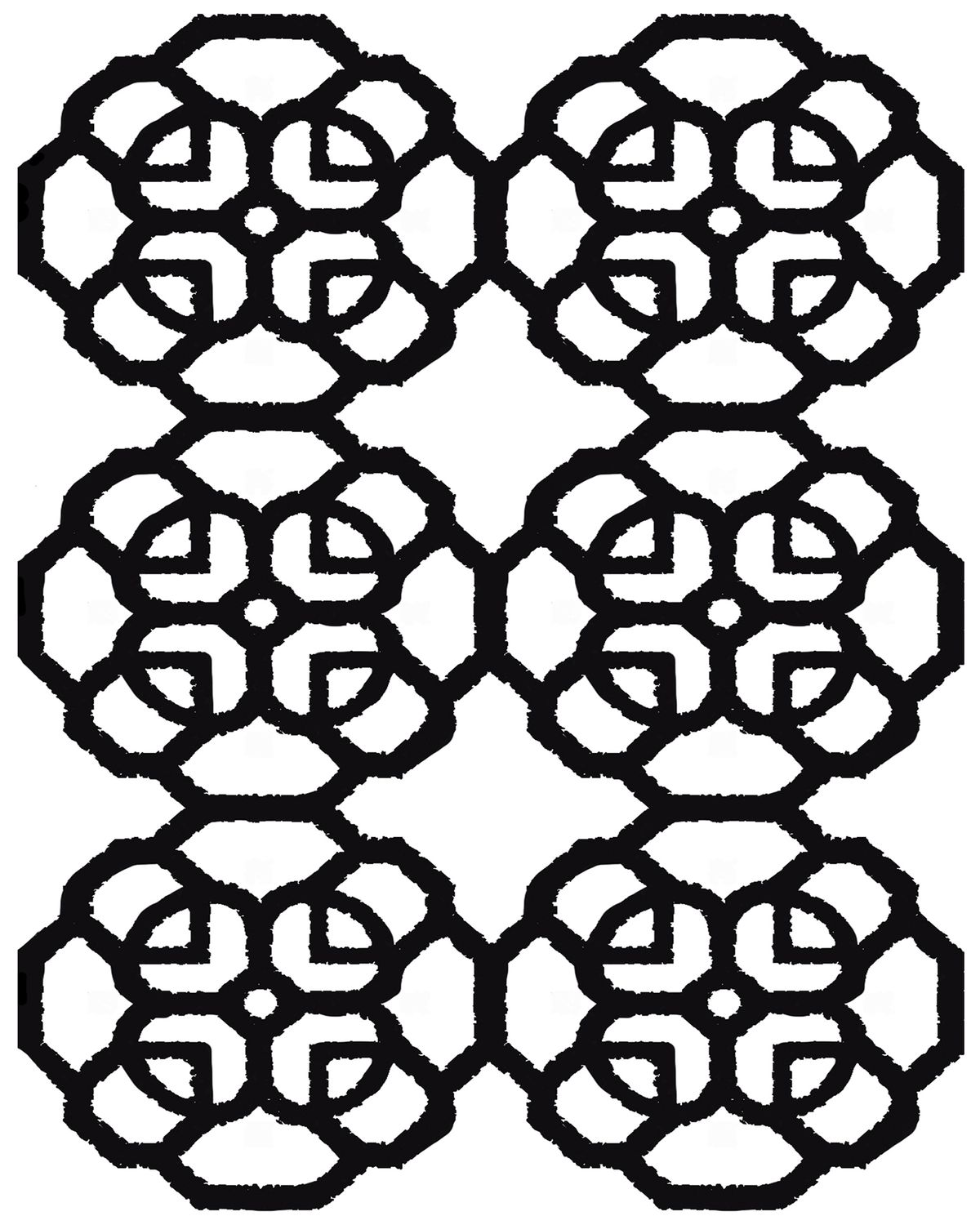 Geometric Flowers 3 mask stencil 8x10