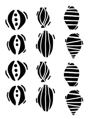 Carved Pods stencil 9x12