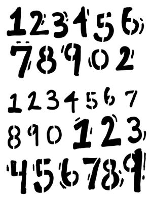 Carved Numbers stencil 9x12