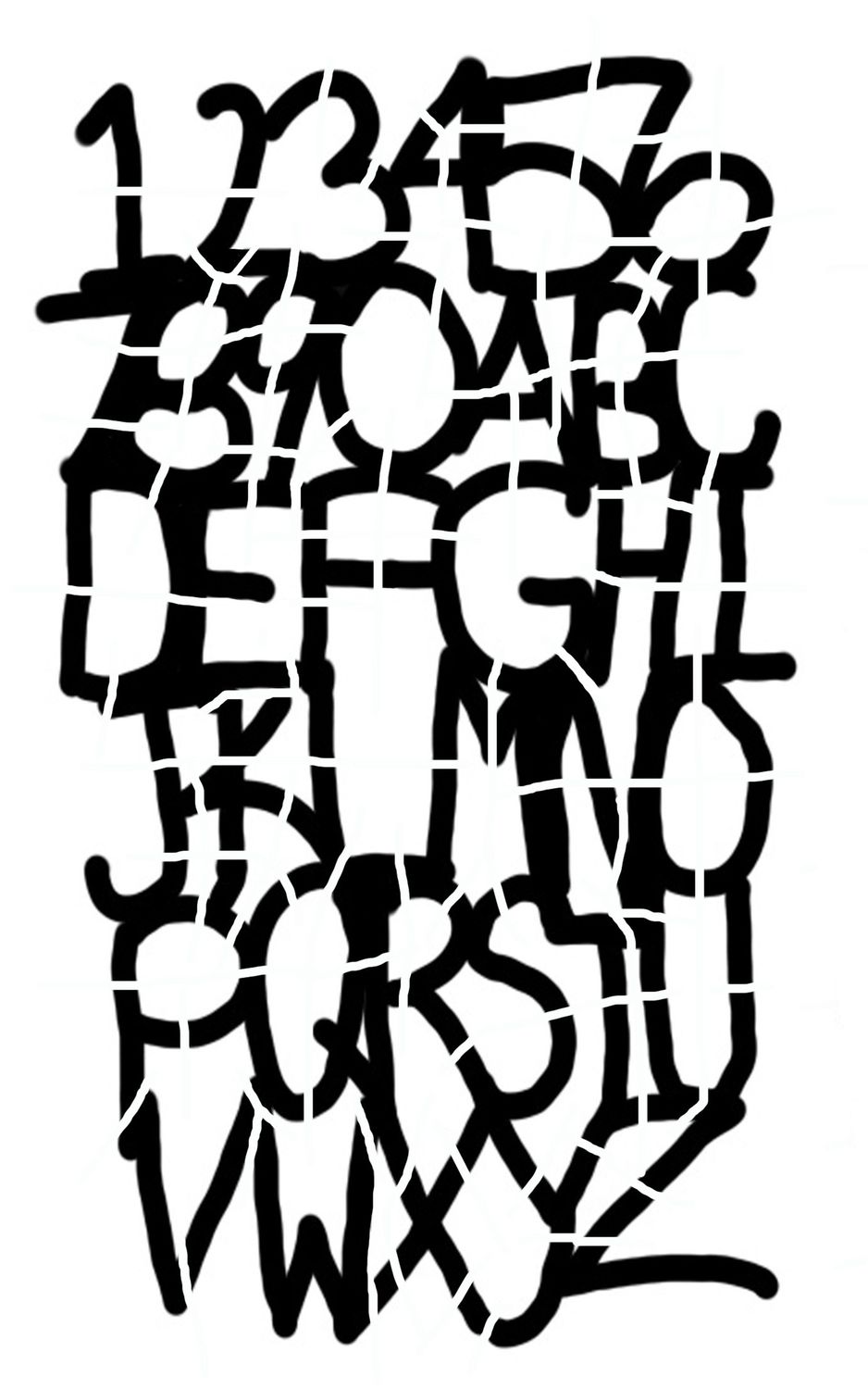 Doodle Numbers and Letters stencil 5x8