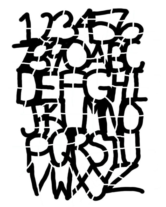 Doodle Numbers and Letters stencil 8x10