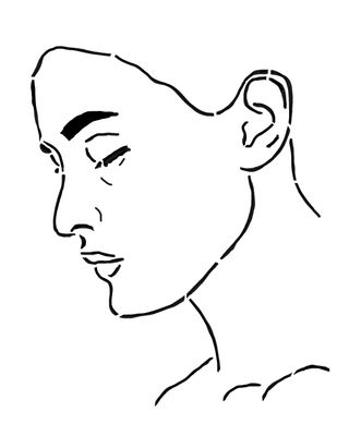 Faces 6 large side view looking down stencil 8x10