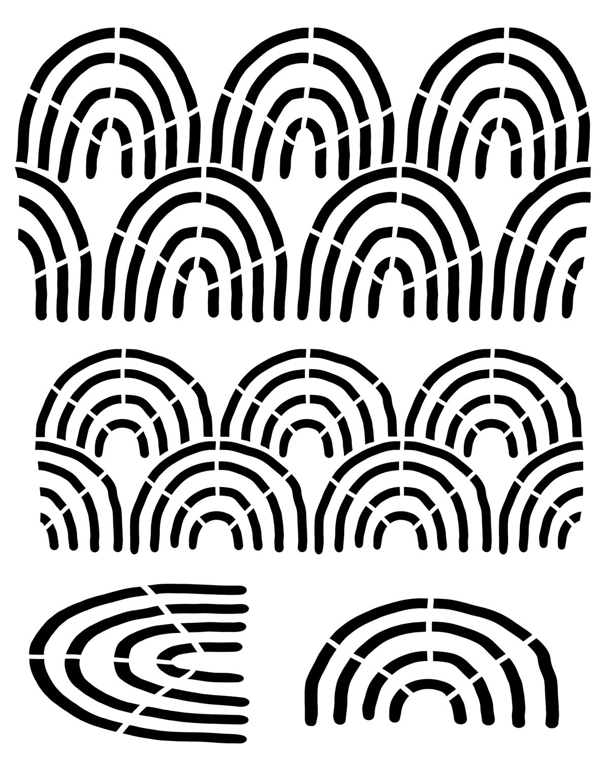 Rainbows stencil 8x10