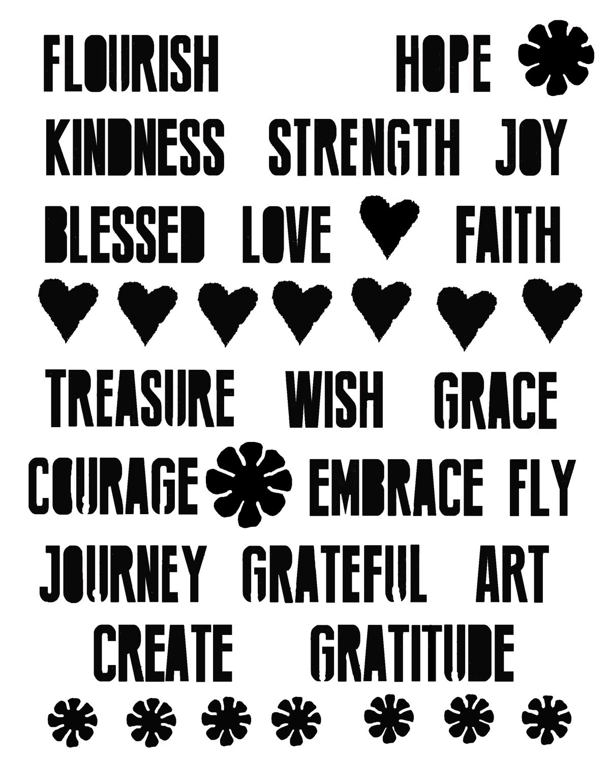 Words, words, words stencil 8x10