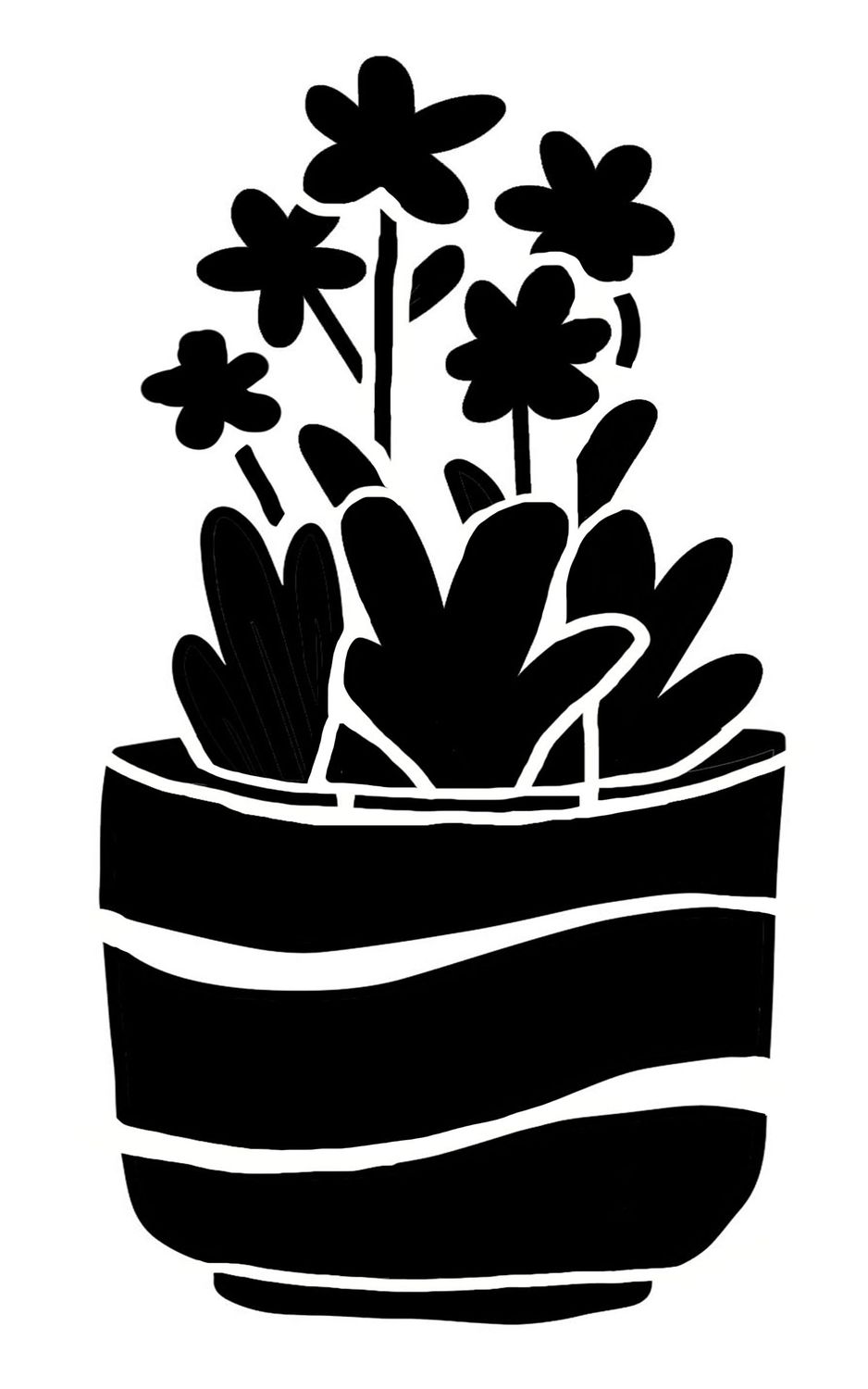 Little Pots 3 stencil 5x8