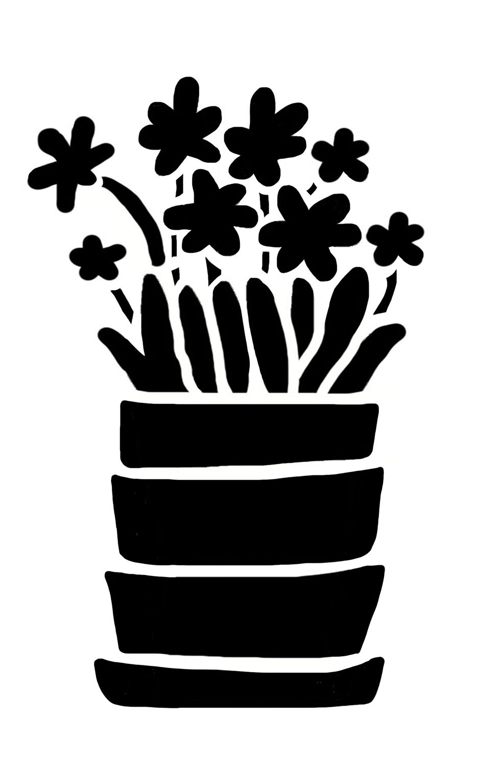 Little Pots 1 stencil 5x8