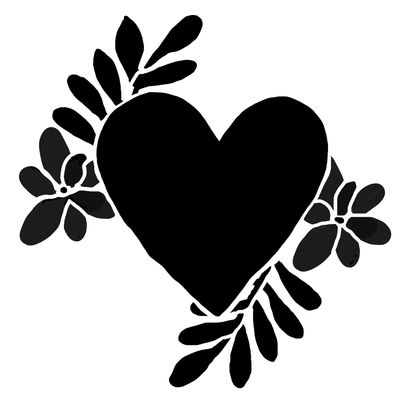 Heart, Flowers and Leaves stencil 6x6