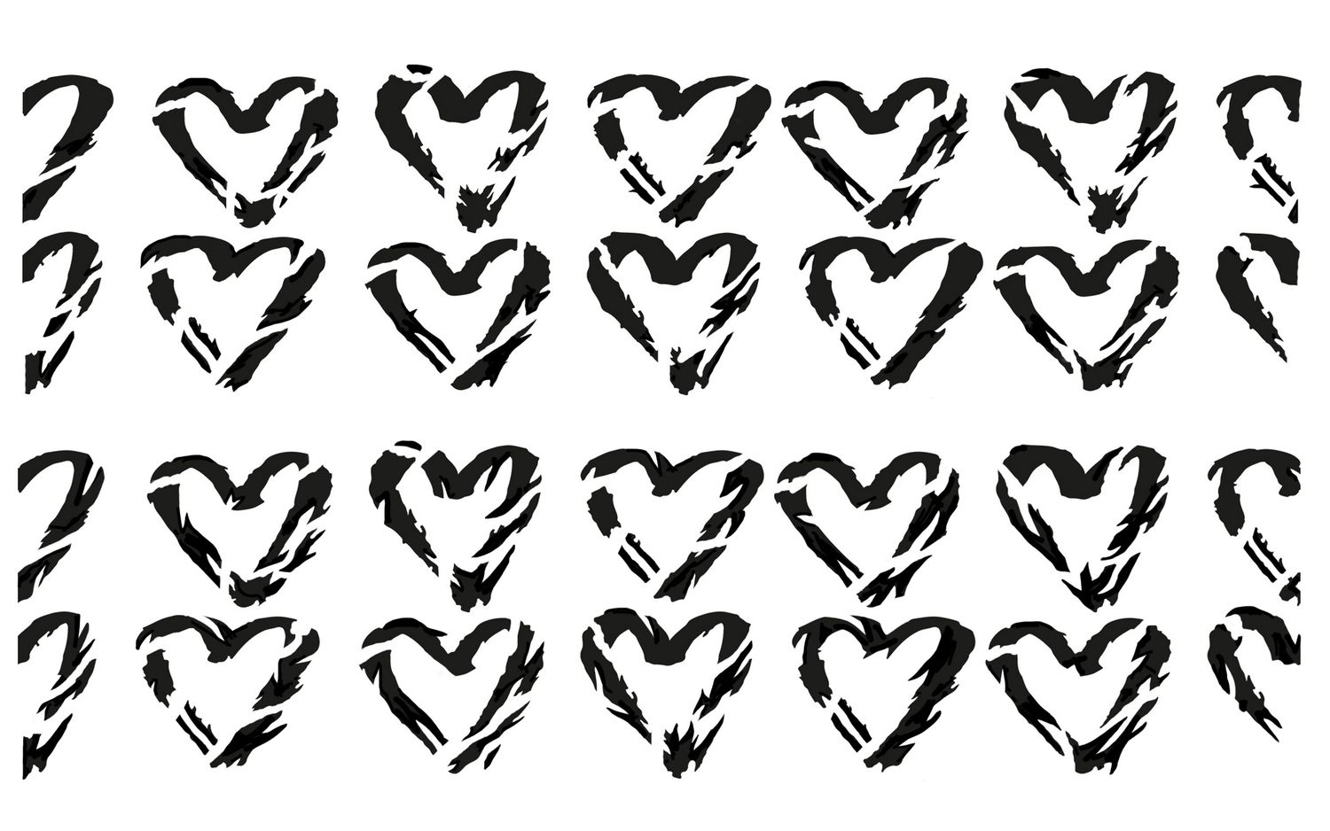 Brushed Hearts stencil 5x8
