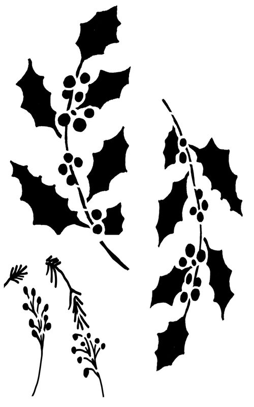 Hollies with berries stencil 5x8