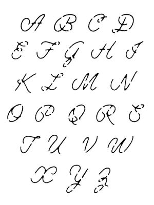 Cursive Rough Font uppercase stencil 9x12