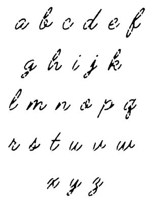 Cursive Rough Font lowercase stencil 9x12