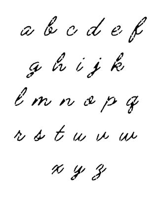 Cursive Rough Font lowercase stencil 8x10
