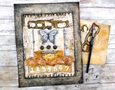 "Transformation" butterfly 11x14 mixed media original in frame