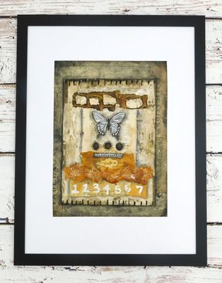 &quot;Transformation&quot; butterfly 11x14 mixed media original in frame