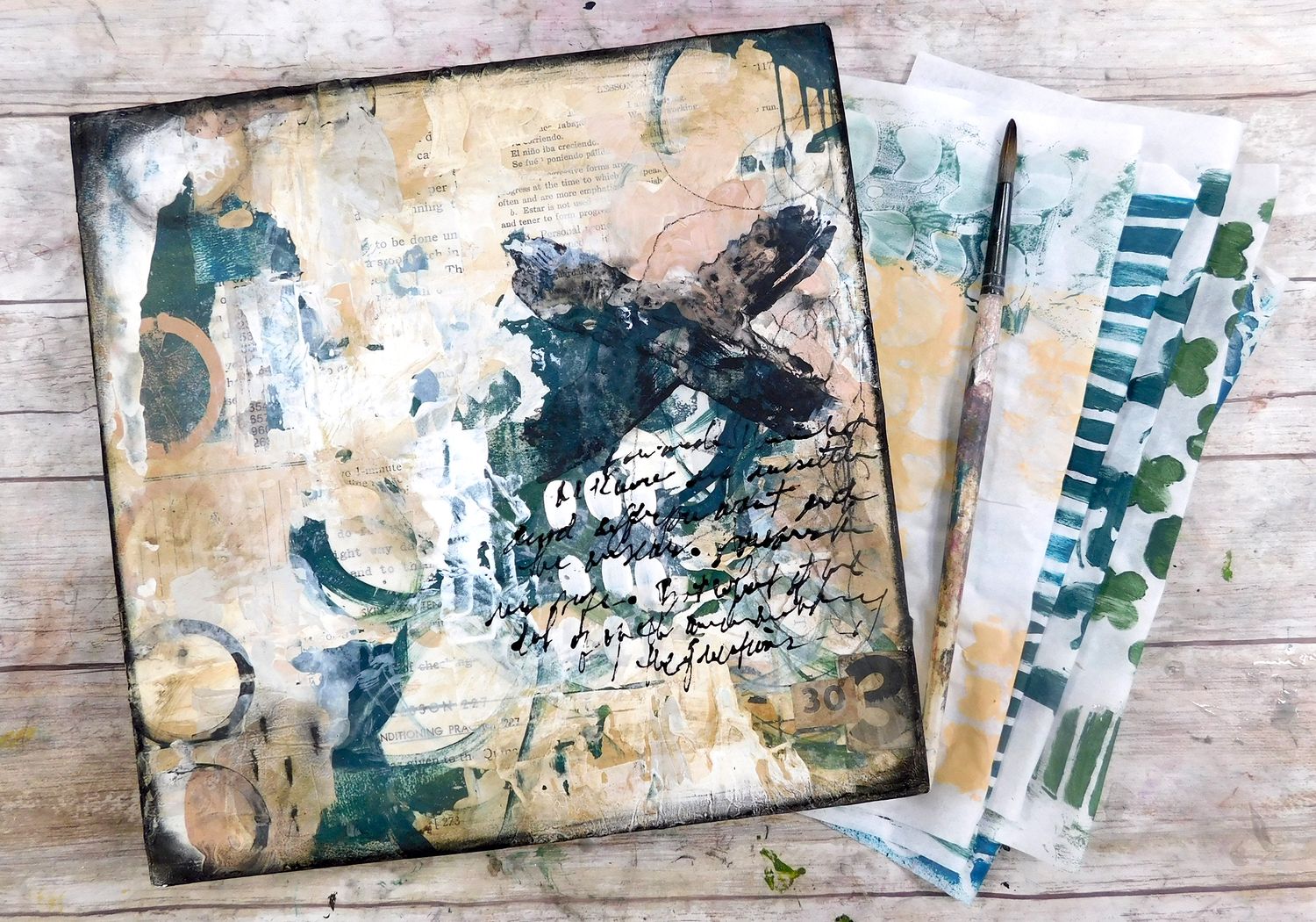 &quot;Wonder through the unknown&quot; 10x10 mixed media original on birch wood