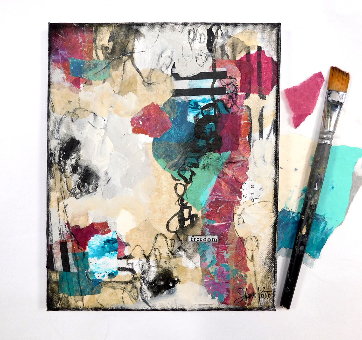 "Freedom" mixed media abstract 8x10 original canvas