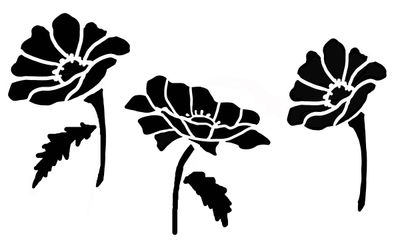 Poppy Trio stencil 5x8