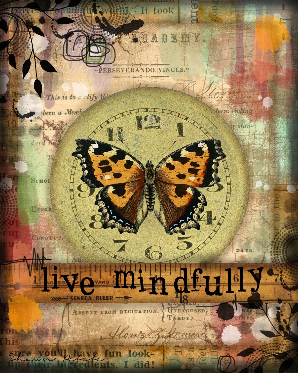 "Live Mindfully" butterfly series Print on Wood and Print to be Framed