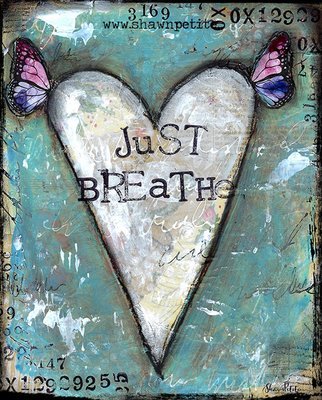 "Just Breathe" heart Print on Wood and Print to be Framed