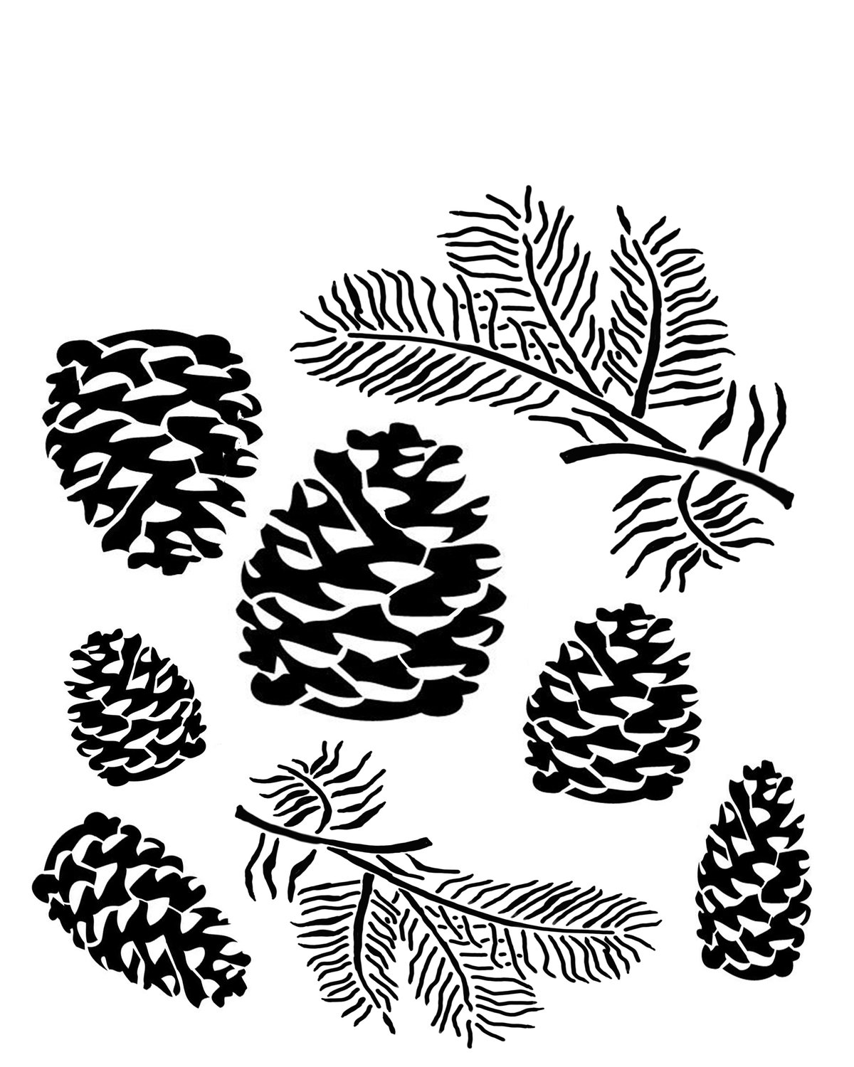 Pine cones stencil 8x10