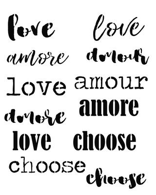 Words of love stencil 12x16