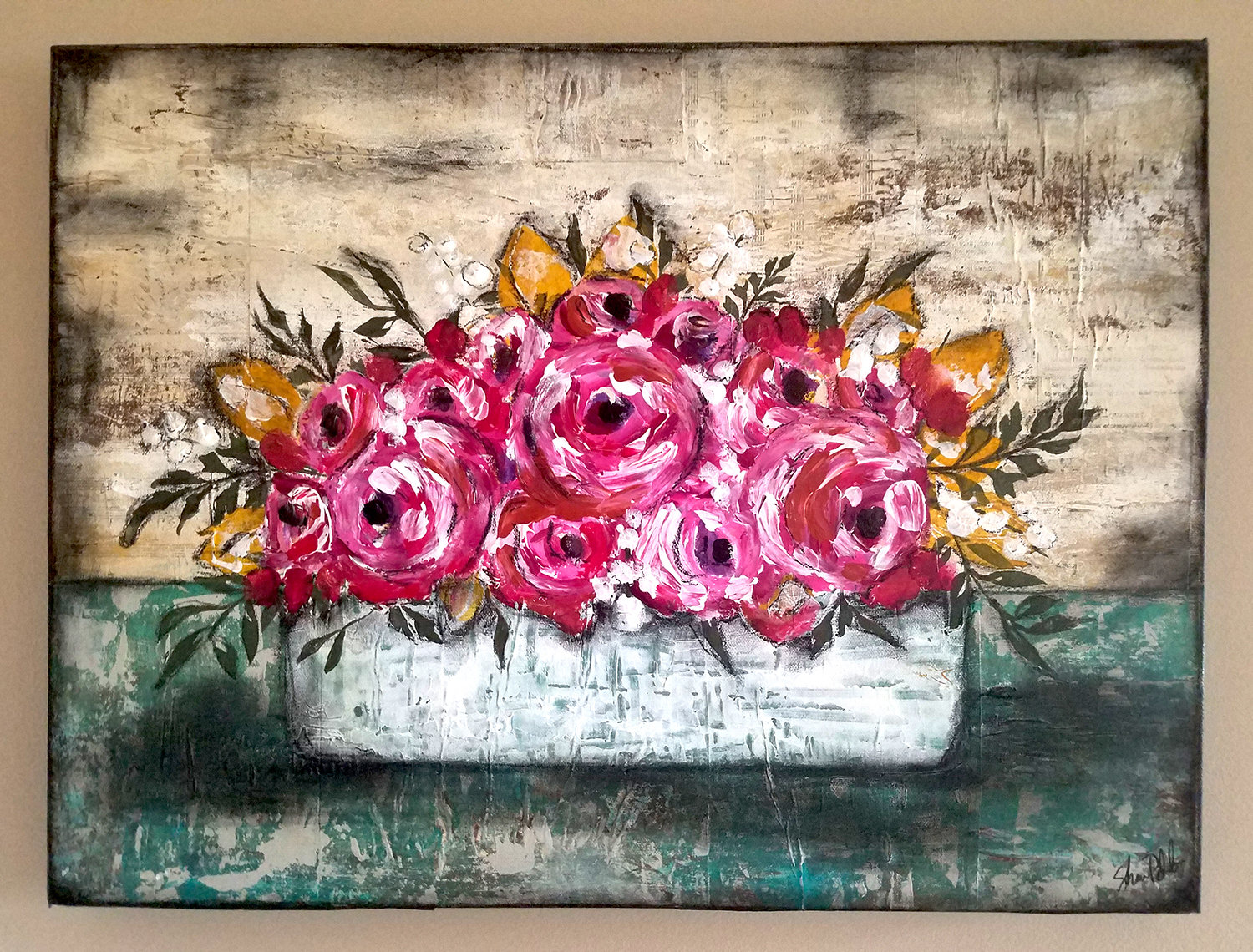 "Bright Flower Box" 18x24 original