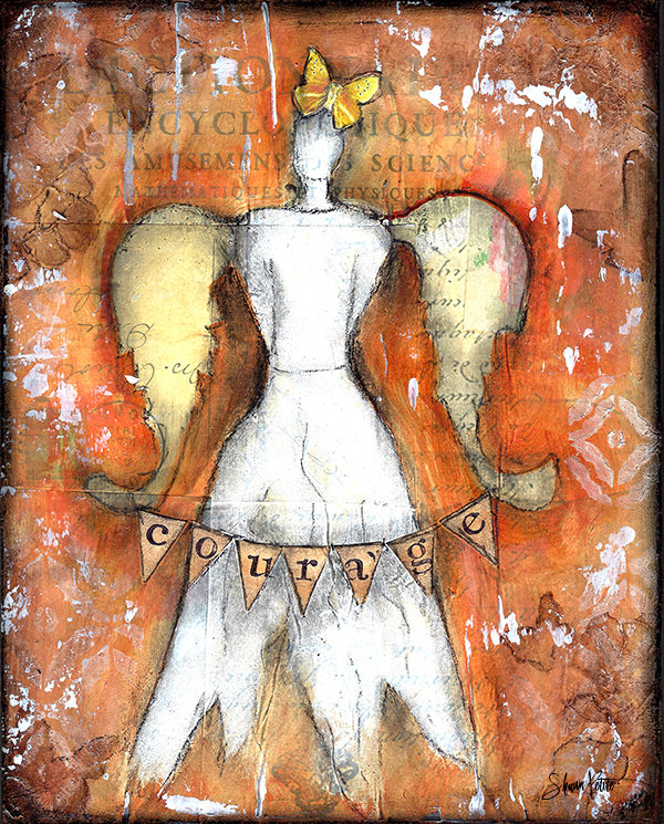 "Courage Angel" Print on Wood 5x7 Overstock