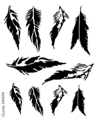 Feathers Stencil 8x10