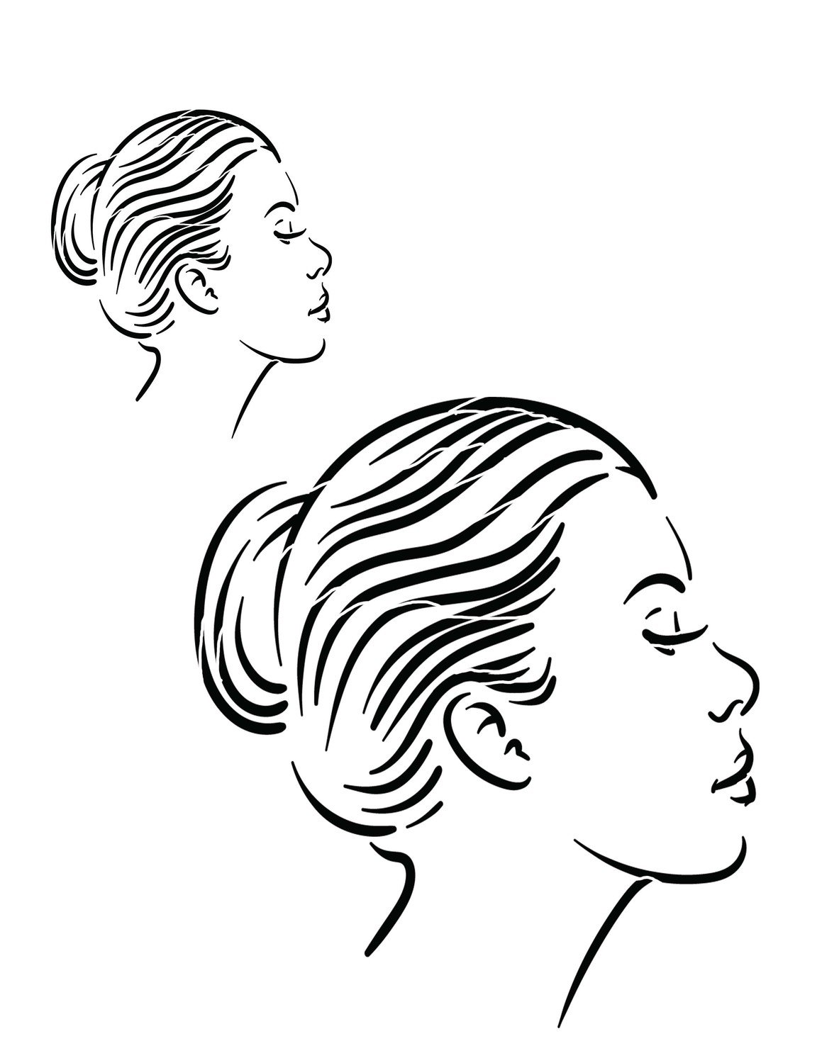 Faces 2 side view stencil 8x10