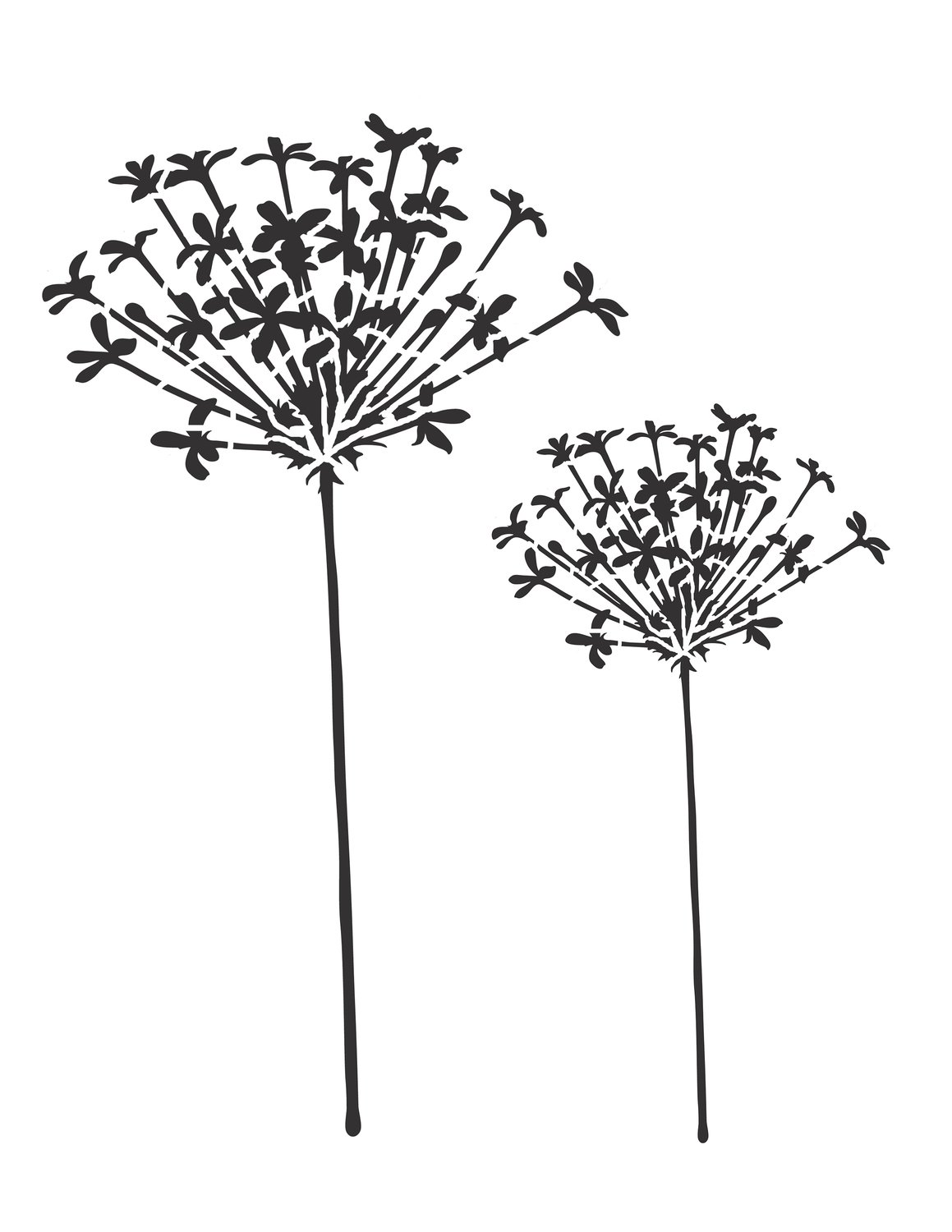 Flower silhouette 3 stencil 8x10