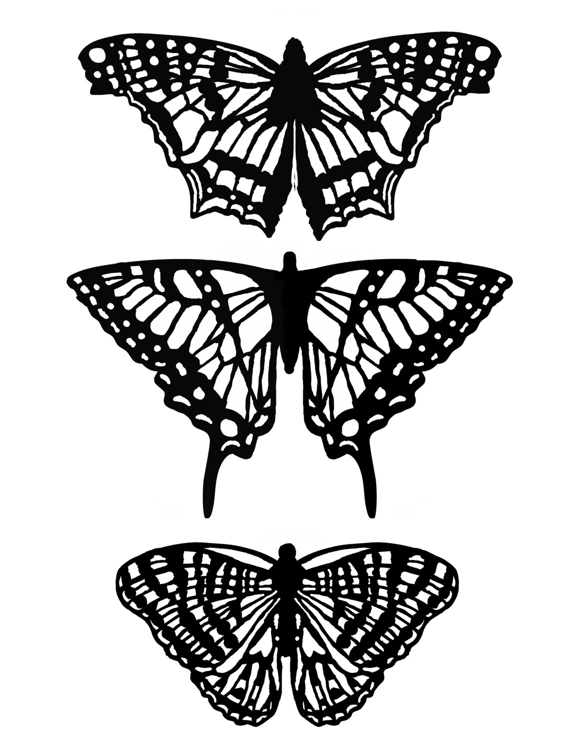Butterflies with masks stencil 8x10