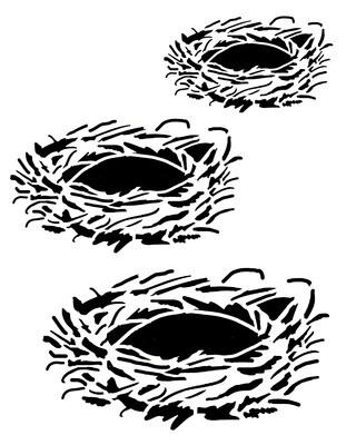 Birds nests stencil 8x10